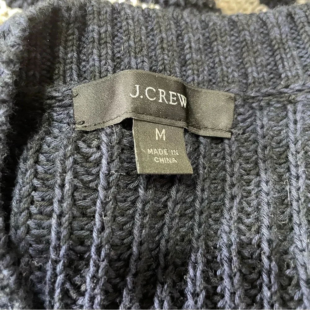 J. Crew Oversized Striped‎ Crew Neck Sweater Navy Ivory Medium